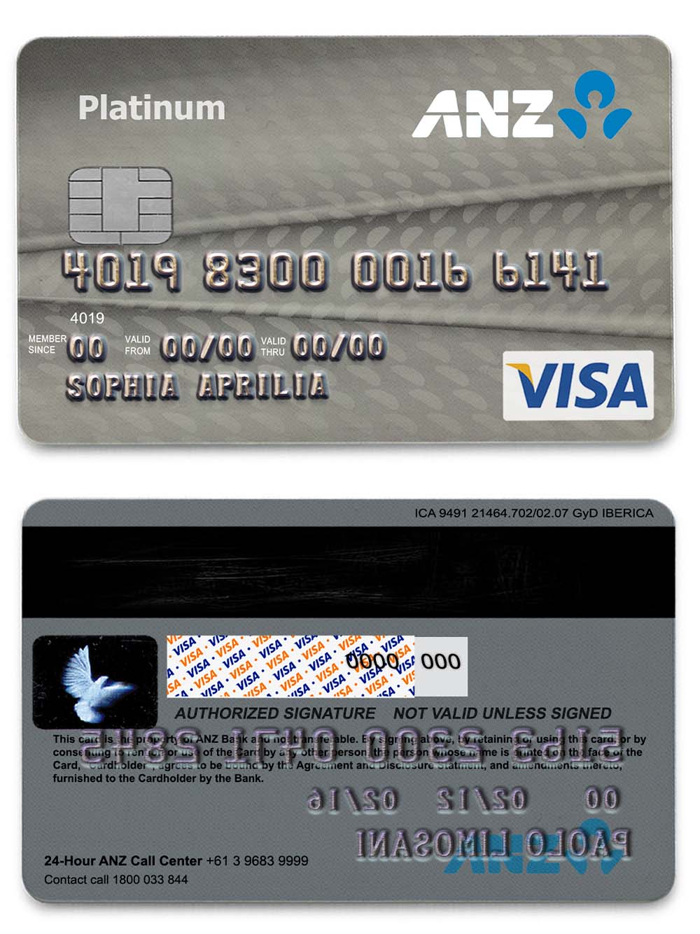 ANZ Bank Visa Platinum Card澳新银行维萨白金卡PS/PSD模板