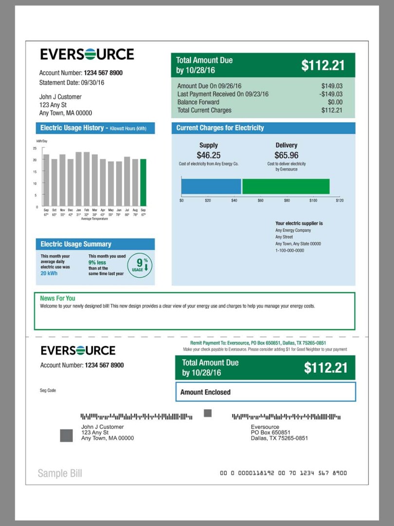 北美|USA Eversource Gas Utility Bills美国水电费账单/KYC地址证明word/pdf模板