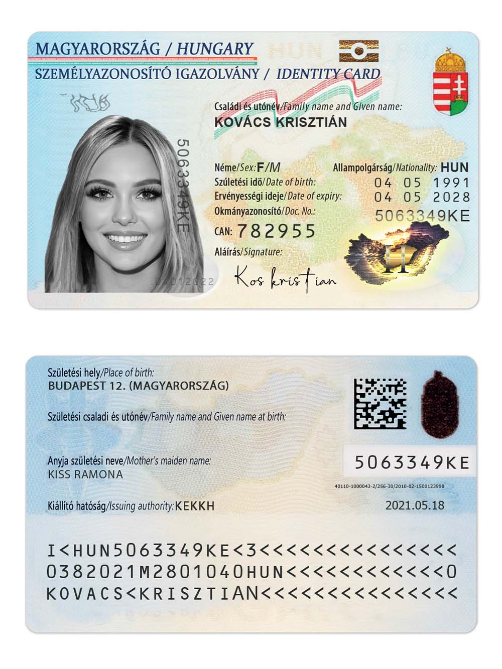 欧盟|Hungary Passport匈牙利新版ID卡/身份证卡photoshop/PS/PSD模板