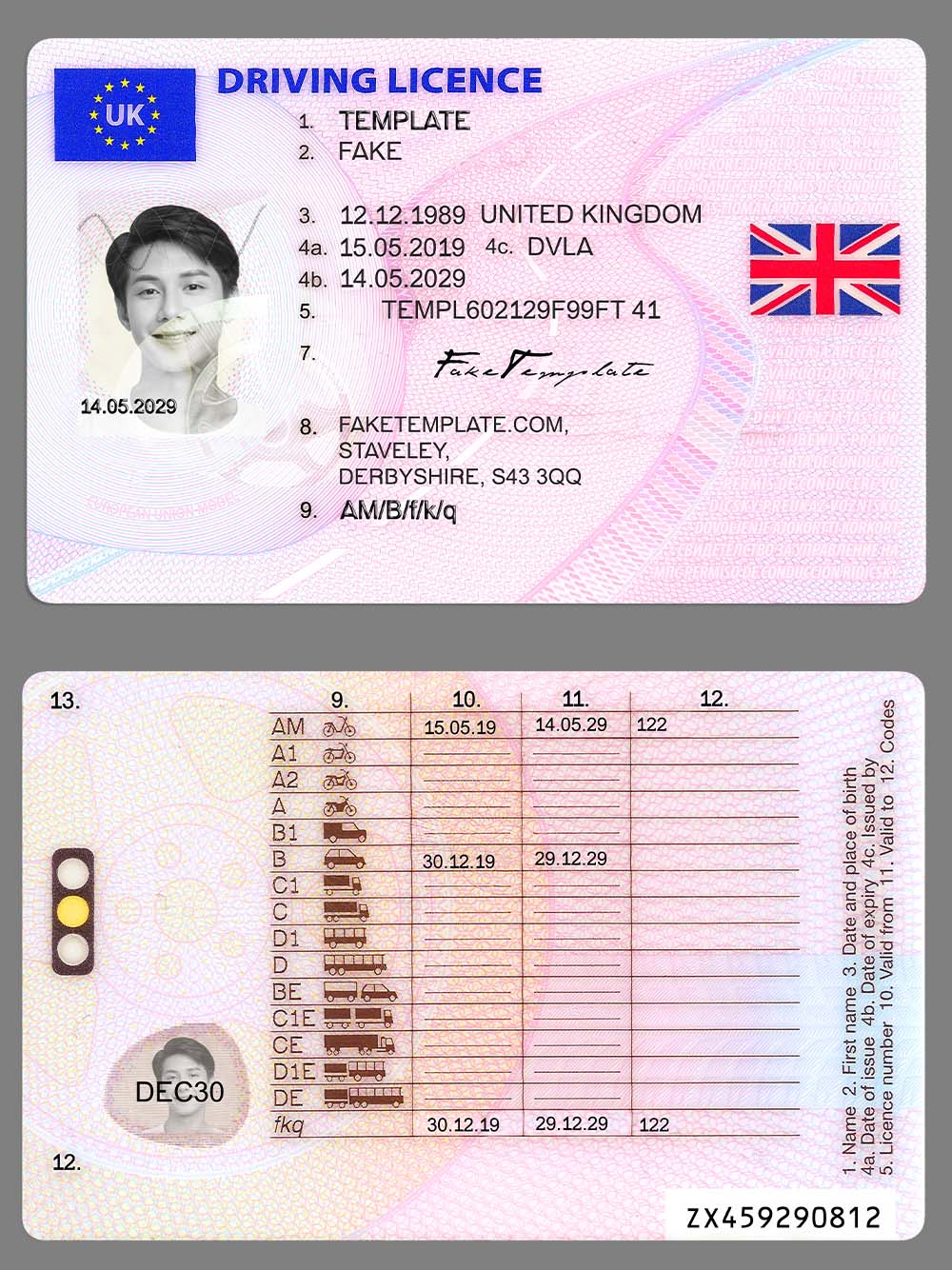 欧洲|UK Driver License Template英国驾照/驾驶证PS/PSD模板（高清V3版）