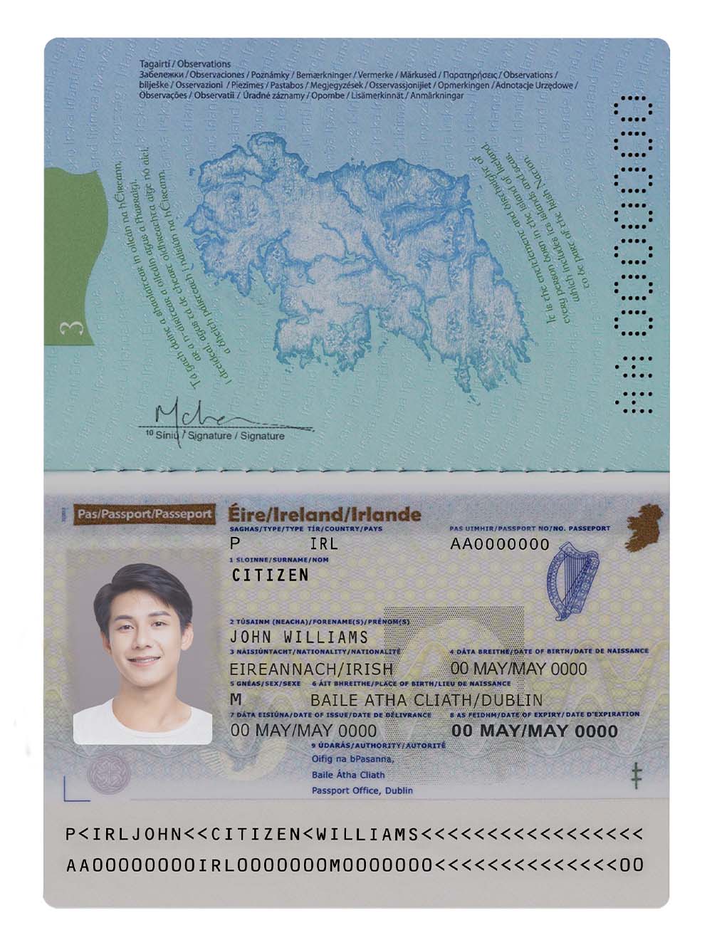 欧盟| Ireland Passport爱尔兰新版护照PS/PSD模板（V2高清版）