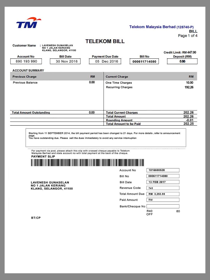 东南亚|Malaysia Telekom Mobile Invoice马来西亚话费账单psd/ps模板