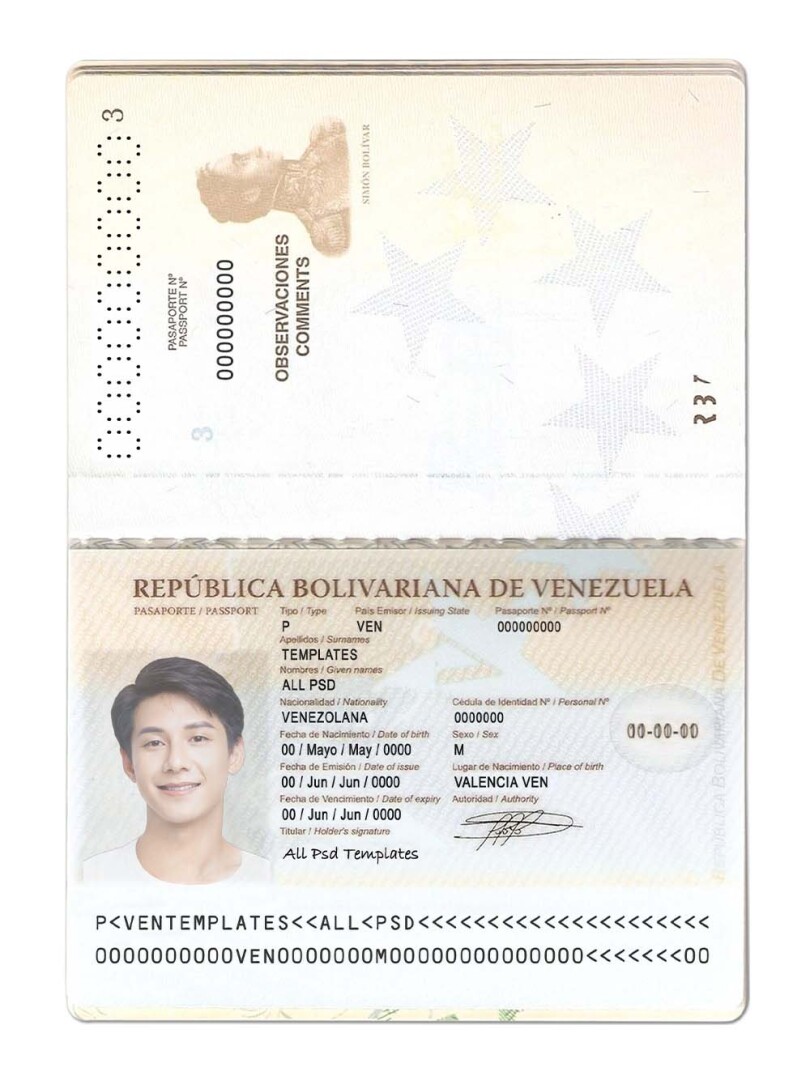 南美州|拉丁美洲Venezuela Passport委内瑞拉护照PS/Photoshop/PSD模板