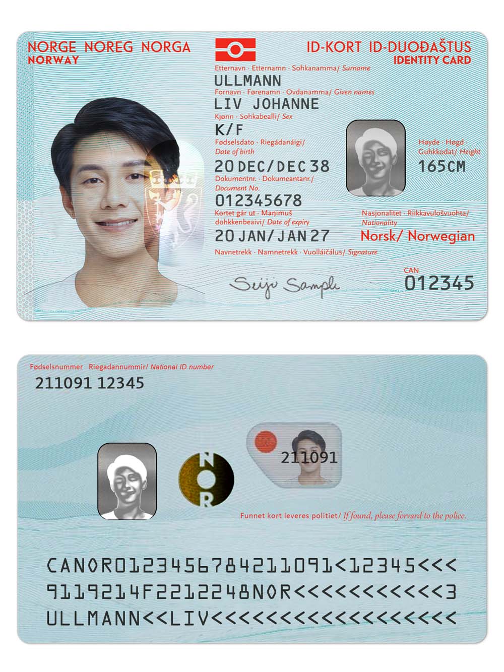 北欧| Norway ID Card挪威身份证卡PS/PSD模板