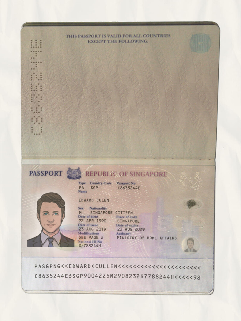 东南亚|Singapore Passport新加坡护照PSD/Photoshop/PS模板（扫描件版）