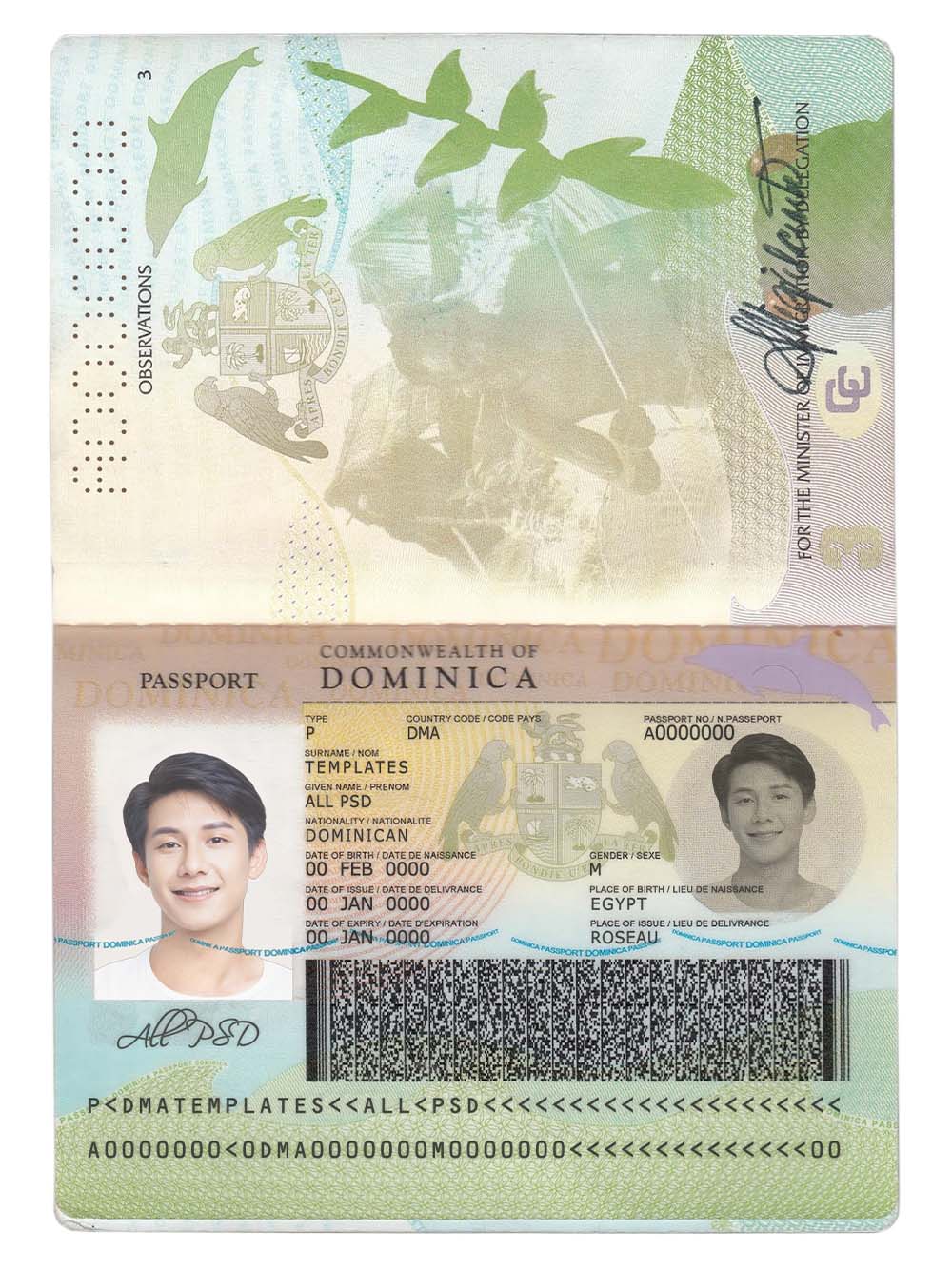 中美洲|Dominica Passport多米尼克护照PS/PSD模板