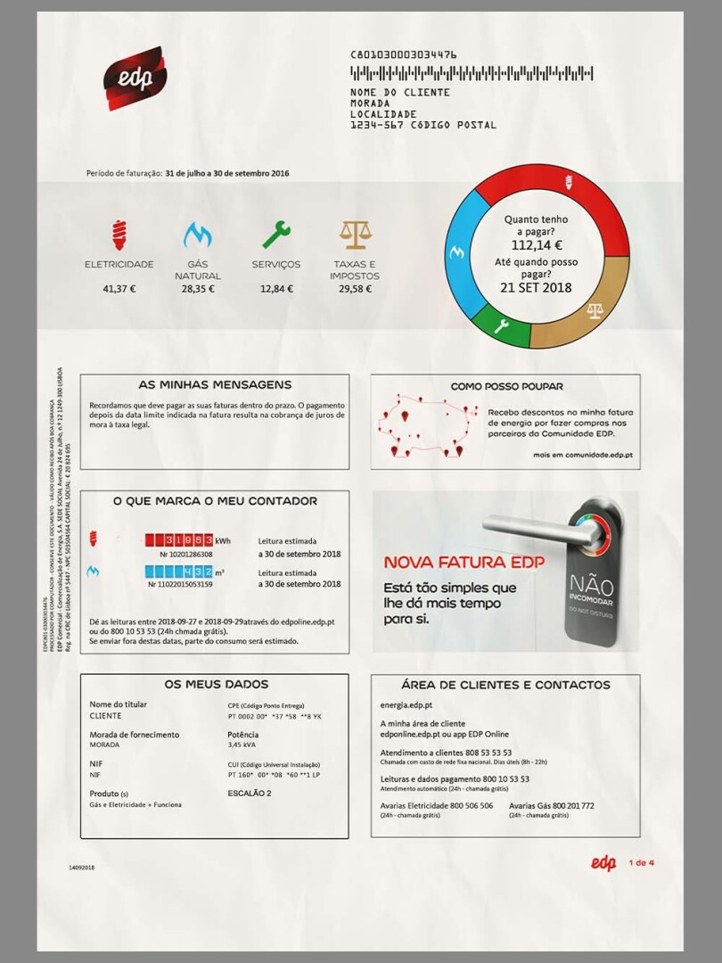 Portugal/Brazil EDP Energy Utility Bills葡萄牙/巴西水电费账单PSD/PS模板