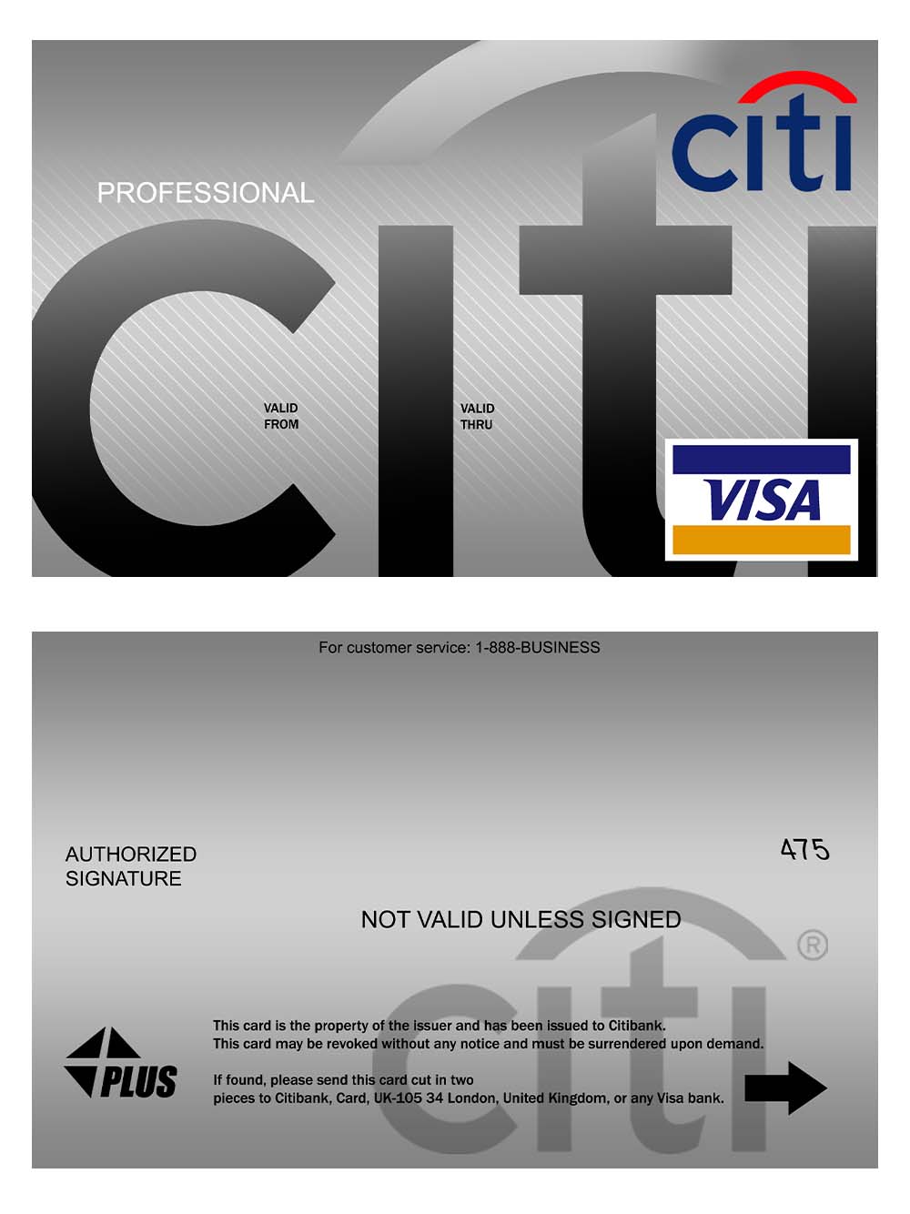 Citi Bank Visa Card花旗银行维萨卡PS/PSD模板（打印版V1）