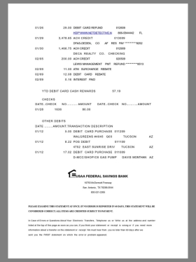 北美|美国USAA Bank Statement银行账单/KYC地址证明word模板 V1