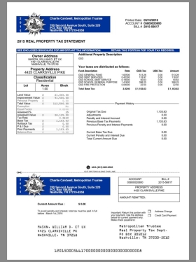 USA Tennessee Nashville Real Property Tax Statement美国田纳西房产税word/pdf模板