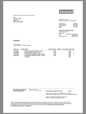 欧盟|Germany Weltbild Buy Invoice德国/奥地利购物账单/KYC地址证明pdf模板