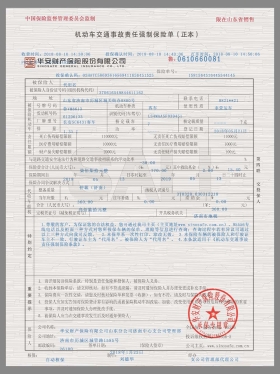 China Traffic Compulsory Insurance交强险保单PS/PSD模板