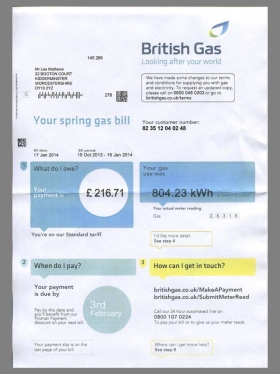 英国British Gas Utility Bills水电费账单/KYC地址证明psd模板 V2