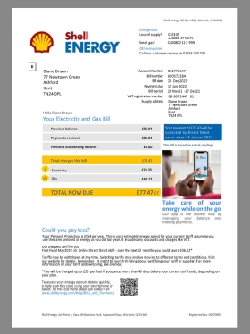 欧洲|UK Shell Energy Utility Bills英国壳牌石油能源账单pdf模板