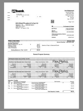 US Bank Stements & Rewards template美国银行存款收入证明PDF模板