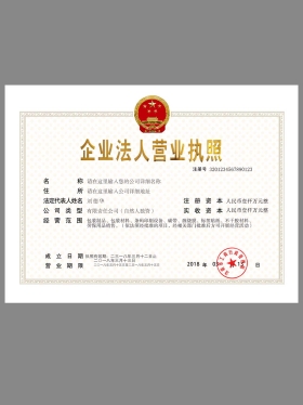 China Company Certificate(Horizontal)营业执照PS/PSD模板（横板）