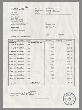 Credit Suisse Bank Statement瑞士信贷银行账单/KYC地址证明psd模板