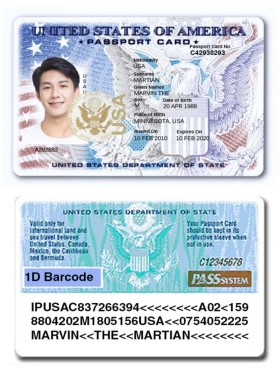 北美|USA Passport Card美国护照卡PSD/photoshop/PS模板 V1