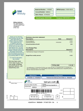 欧盟|Ireland SSE Airtricity Electricity Bills爱尔兰水电费账单pdf模板