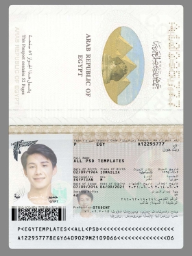 非洲|中东|Egypt Passport埃及护照PSD/Photoshop/PS模板(打印版)