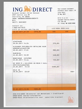欧洲|ING Direct Bank Statement银行账单/KYC地址证明PSD模板