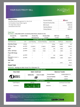 UK Pozitive Company Business Utility Bills英国公司水电费账单/地址证明pdf模板