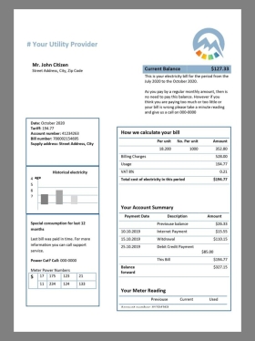 北美|加拿大Canada Cycle Energy Utility Bills水电费账单/KYC地址证明word模板