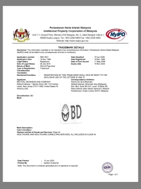 Malaysia Trademark Certificate马来西亚商标注册证书pdf模板