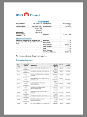 BMO Bank Statement银行账单/KYC地址证明word模板